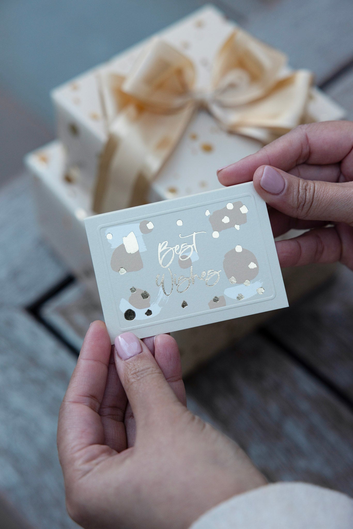 Beige Abstract Best Wishes Foldable Gift Tag Pack of 8