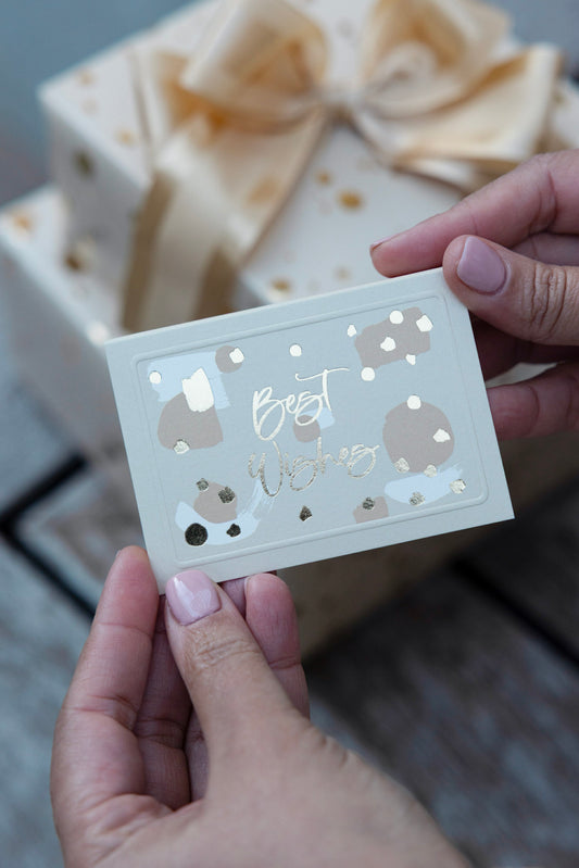 Beige Abstract Best Wishes Foldable Gift Tag Pack of 8