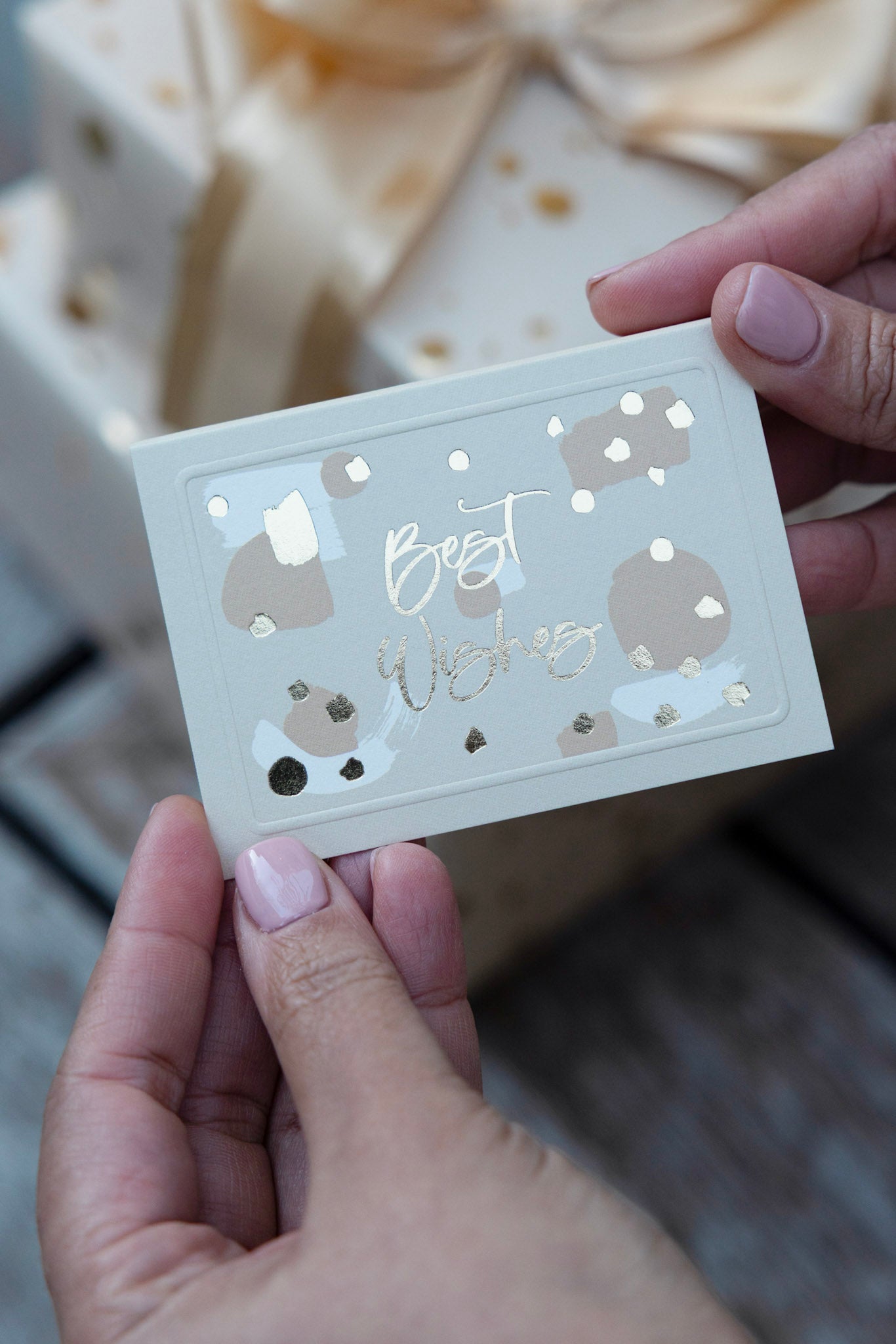 Beige Abstract Best Wishes Foldable Gift Tag Pack of 8