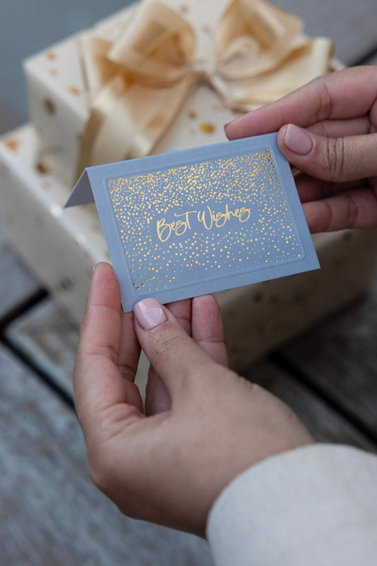 Grey Sparkle Best Wishes Foldable Gift Tag Pack of 8