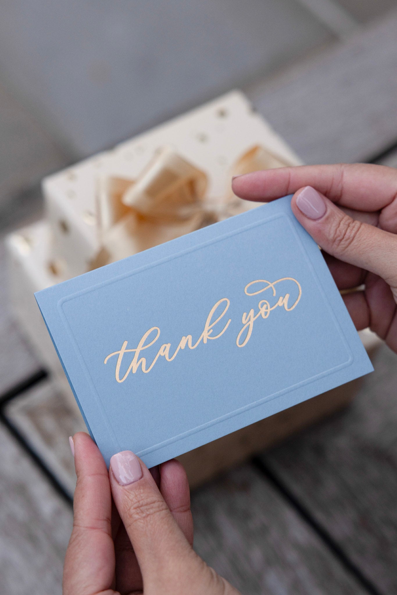 Thank you, Greeting Card, in Grey and Gold