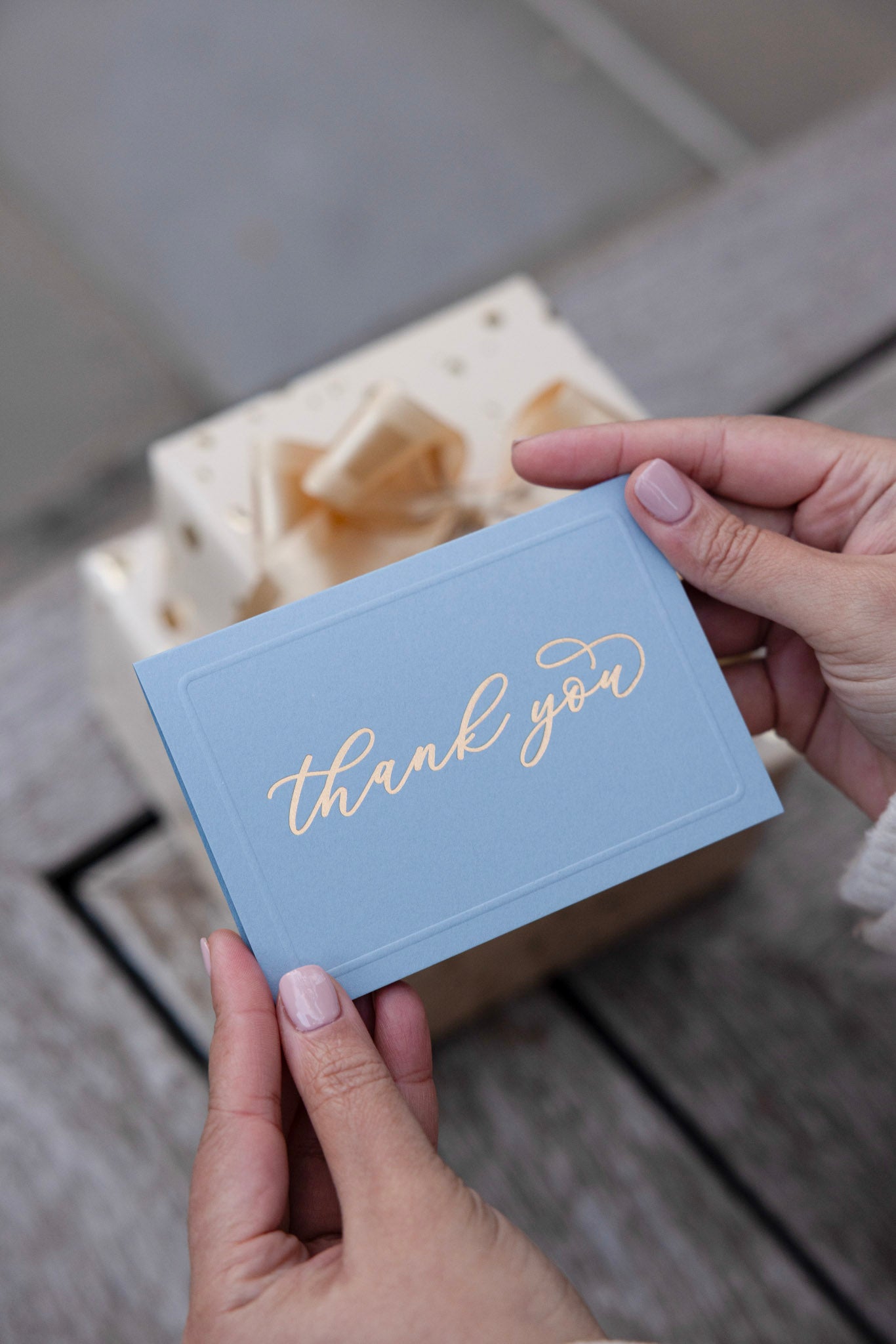 Thank you, Greeting Card, in Grey and Gold