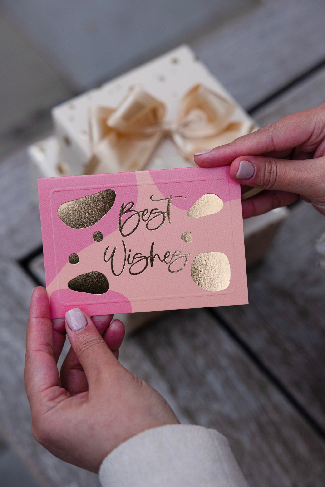 Best Wishes in Peach, Mint with Gold accents