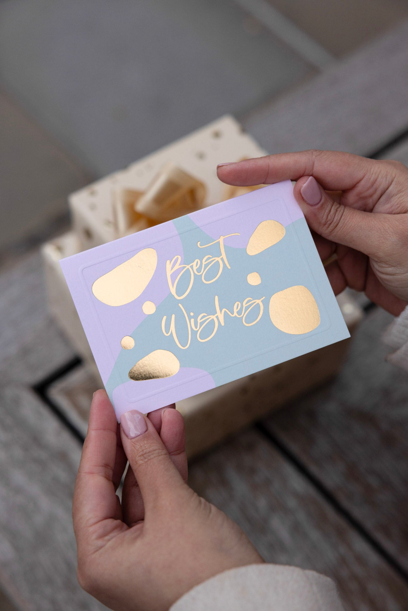Best Wishes in Peach, Mint with Gold accents