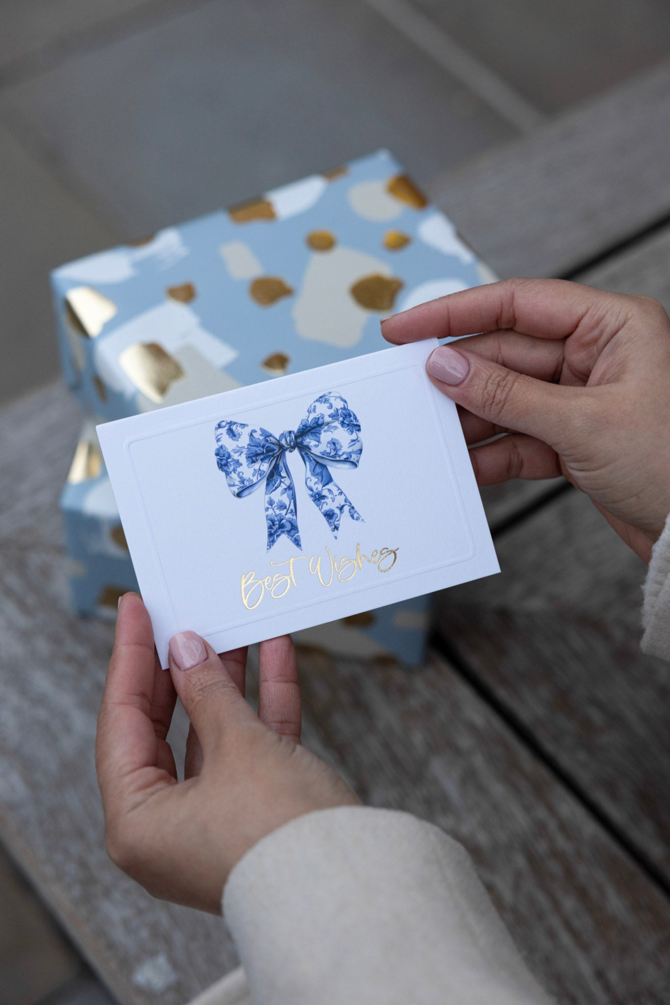 Best Wishes Blue Bow