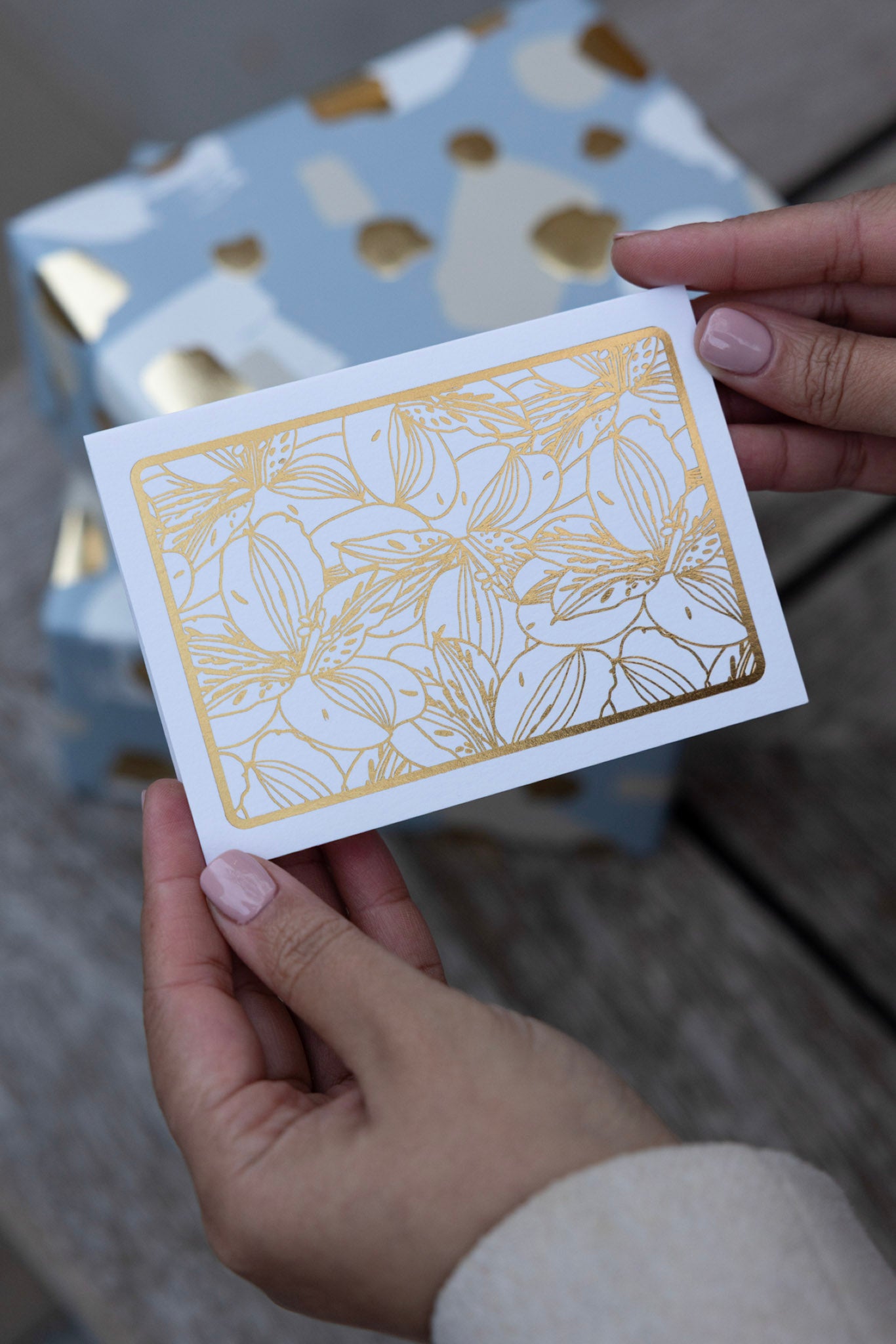 Floral Intricate Gold Card with Metallic Envelopes