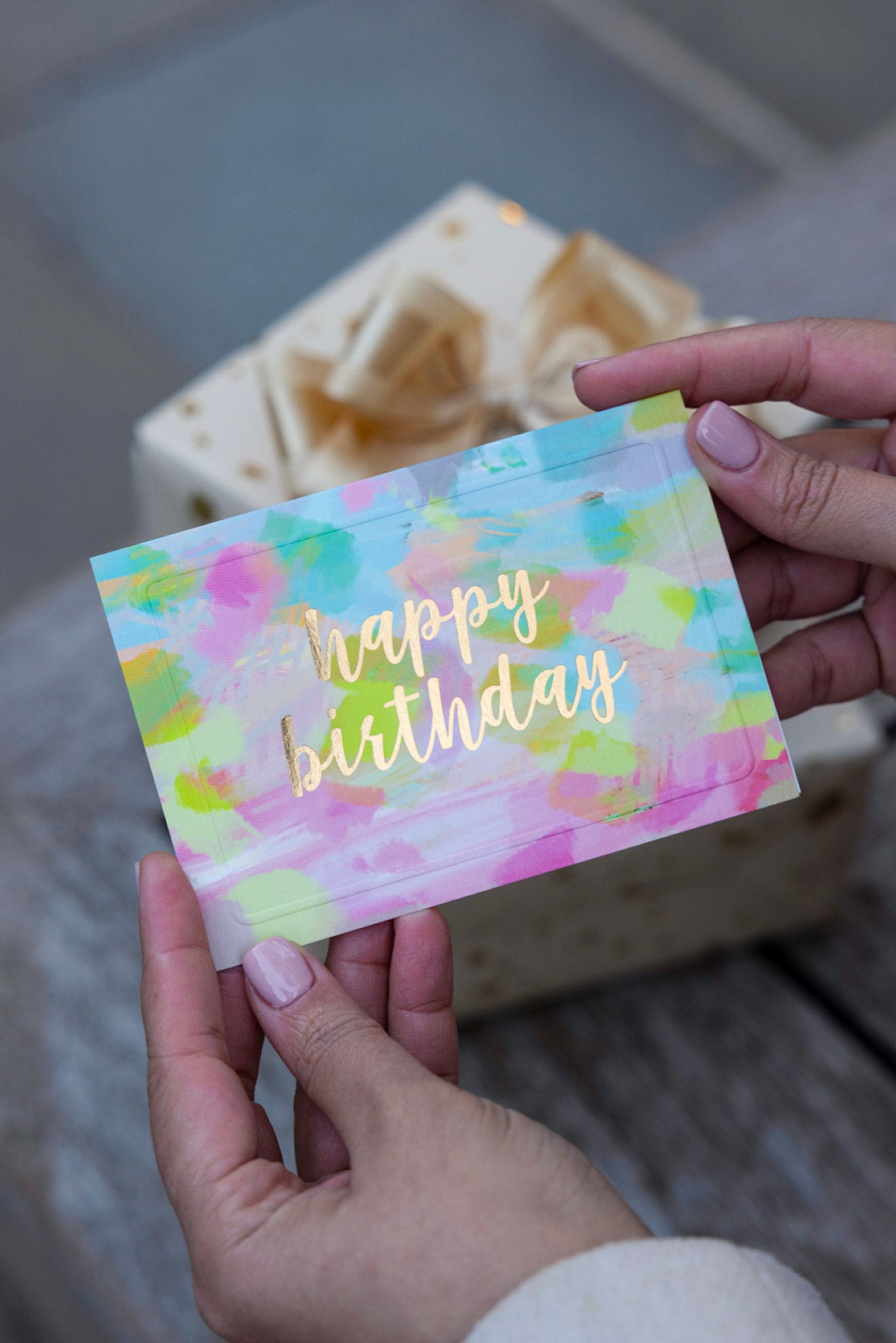 Assorted Cards in Spray of Happy Colors and Gold Accents
