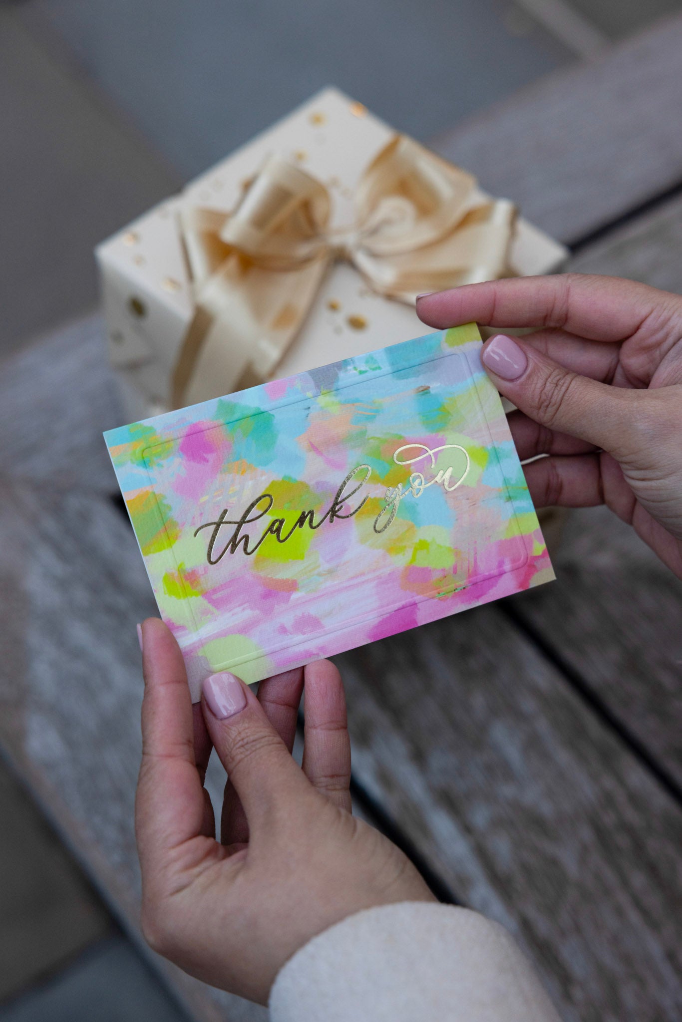 Assorted Cards in Spray of Happy Colors and Gold Accents