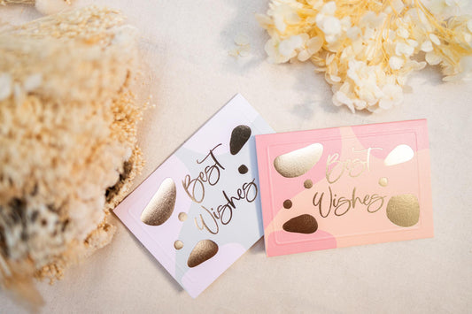 Best Wishes in Peach, Mint with Gold accents