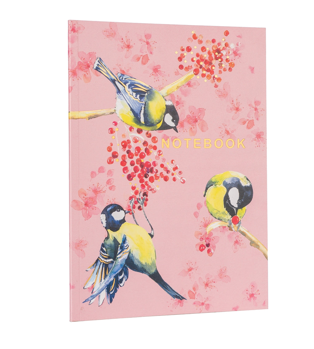 Bird Print Notebook in Pink