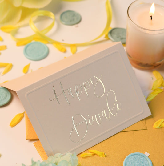Happy Diwali Luxury Greeting Card Beige