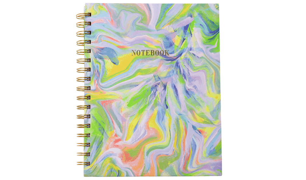 GOLD WIRE-O NOTEBOOK LAVENDER MARBLE