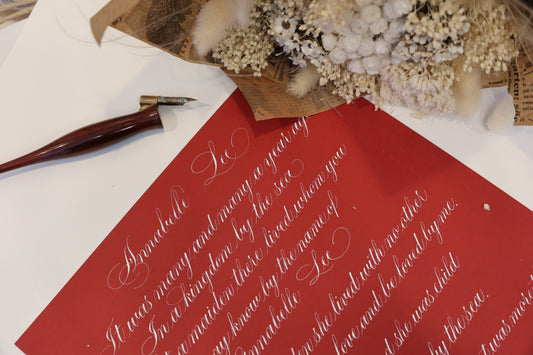 Handwritten Letter in Calligraphy with Envelope and Wax Seal