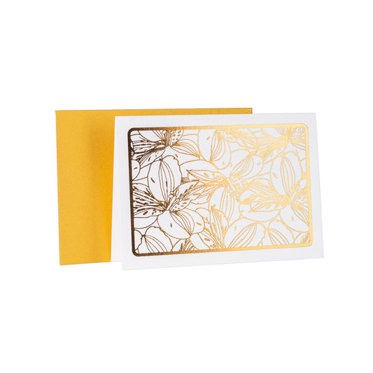 Floral Intricate Gold Card with Metallic Envelopes