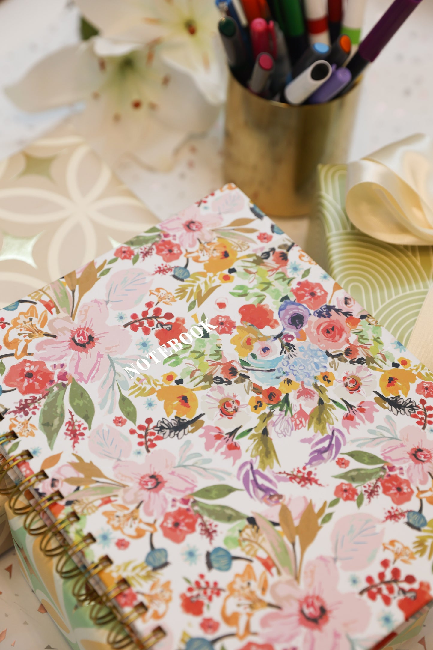GOLD WIRE-O NOTEBOOK BLOOM