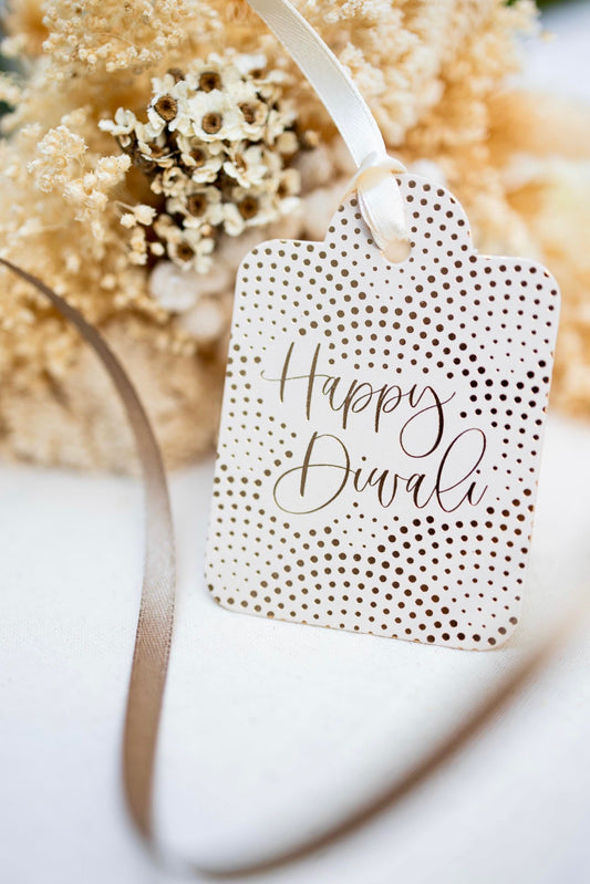 Happy Diwali Dotted Gift Tag, Flat Die Cut