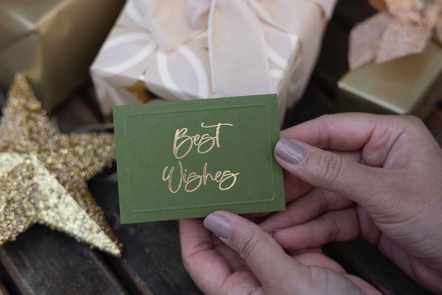 Moss Best Wishes Foldable Gift Tag Pack of 8